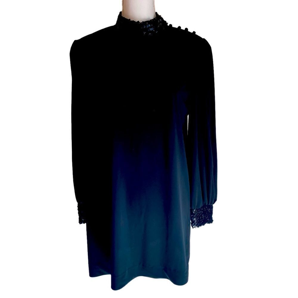The Wilroy Traveler Black Dress Sequin Accents Size 12 Vintage